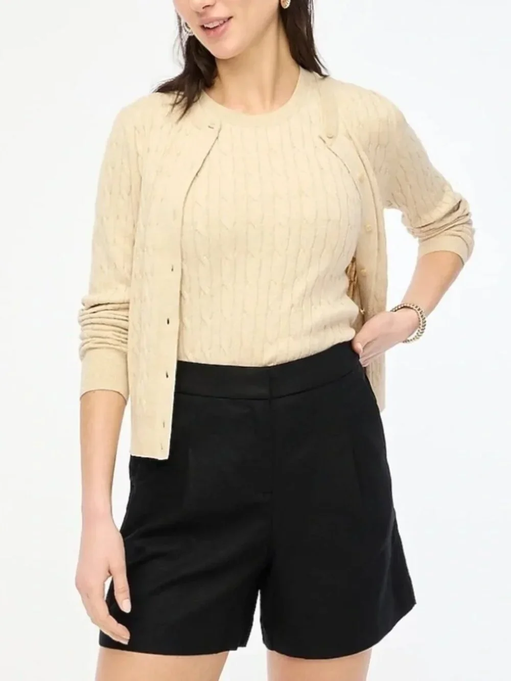 J.Crew Elastic Back Linen Blend Pleated Short Black Size 4 NWT